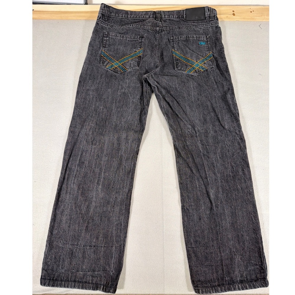 Cavi Mens Regular Straight Leg Jeans 42x33 Faded Black Denim Contrast Stitch